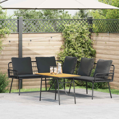 Gartensofa-set 2 stk. Schwarz Poly-Rattan
