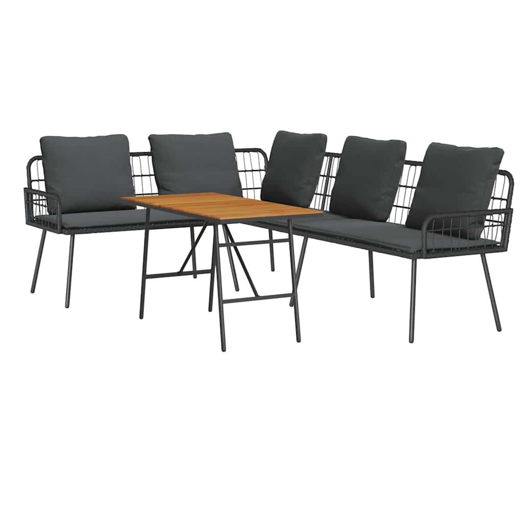 Gartensofa-set 2 Stk. Schwarz Poly-Rattan
