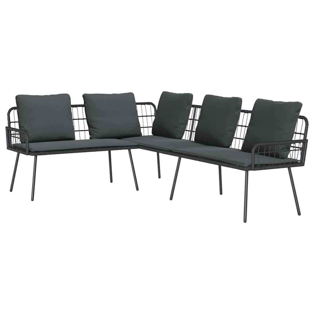 Gartensofa-set 2 Stk. Schwarz Poly-Rattan