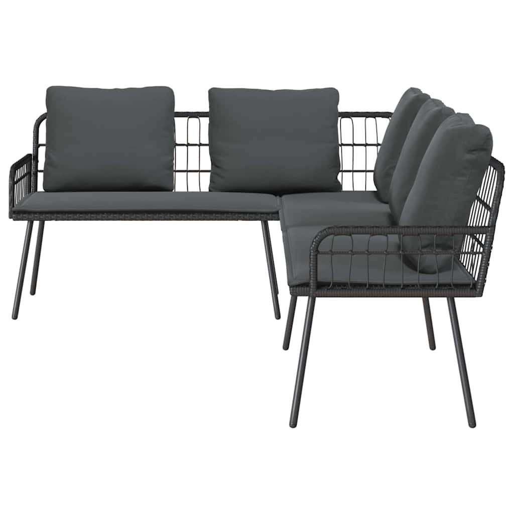 Gartensofa-set 2 Stk. Schwarz Poly-Rattan