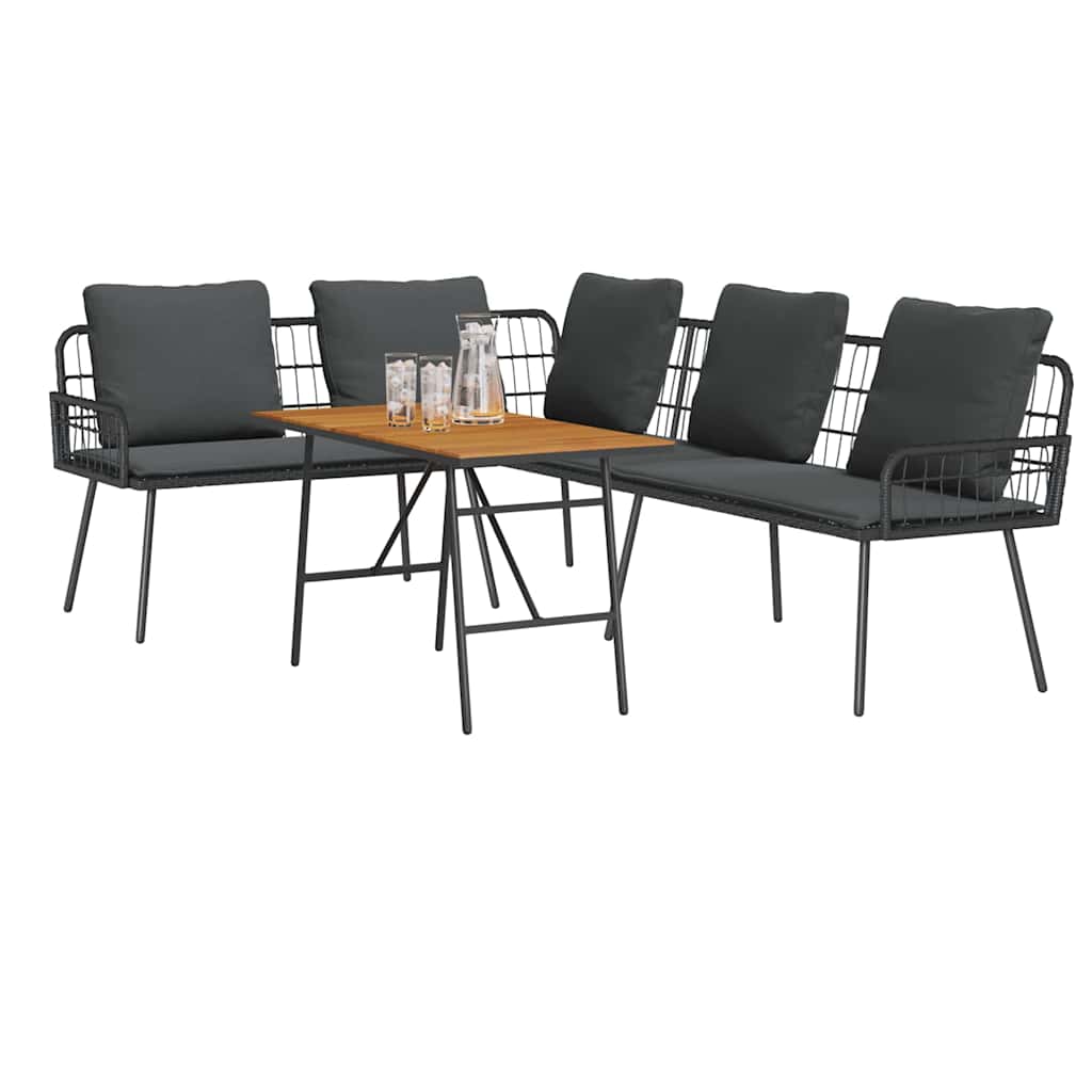 Gartensofa-set 2 Stk. Schwarz Poly-Rattan