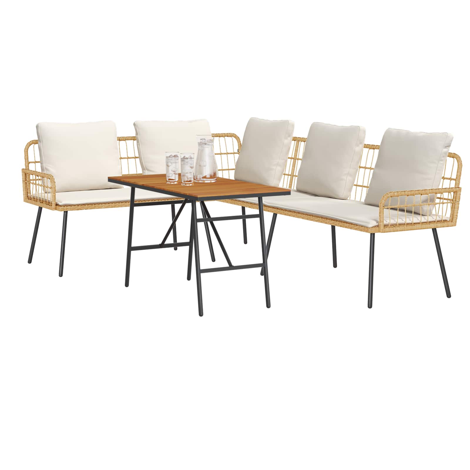 Gartensofa-set 2 Stk. Beige Poly-Rattan