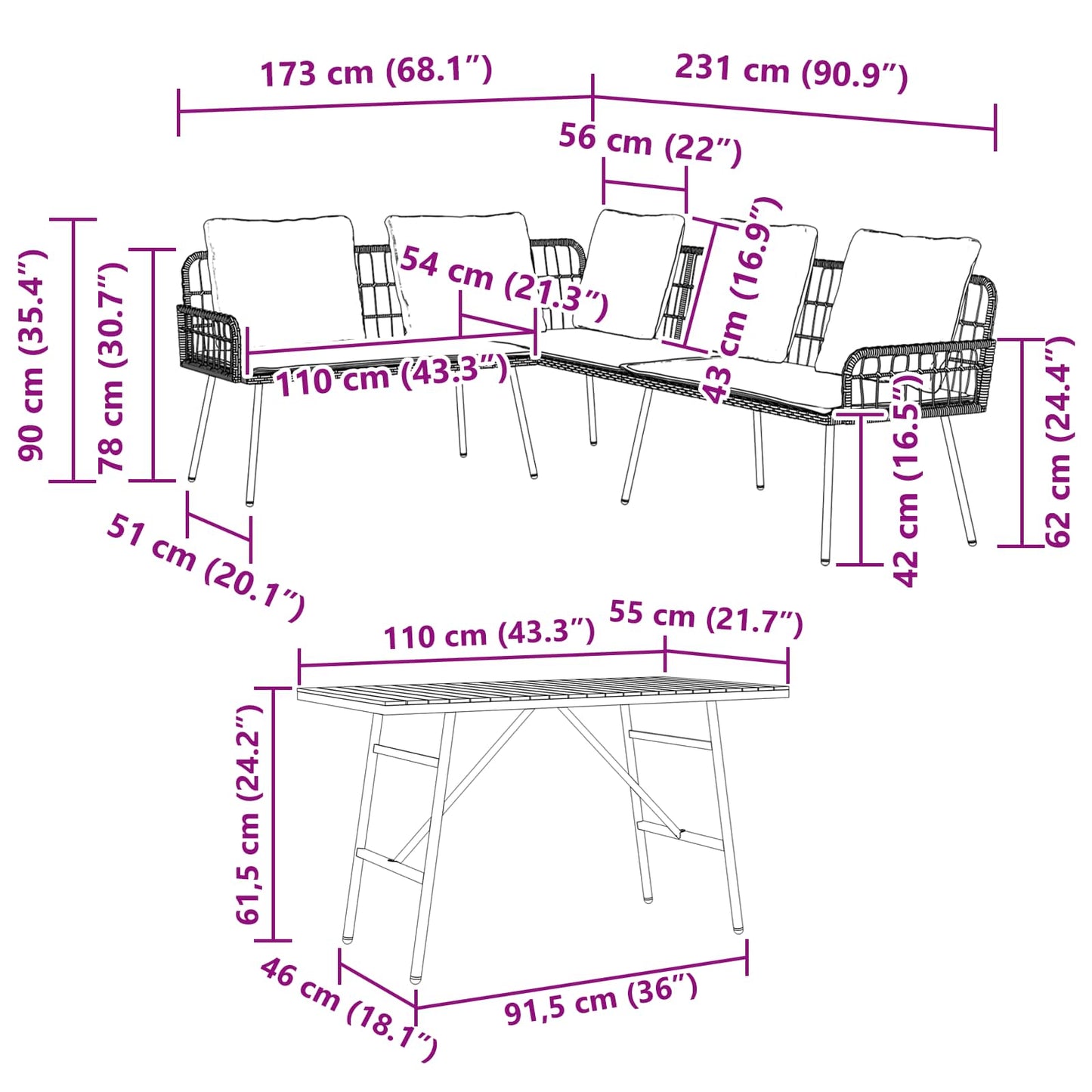Gartensofa-set 2 Stk. Beige Poly-Rattan