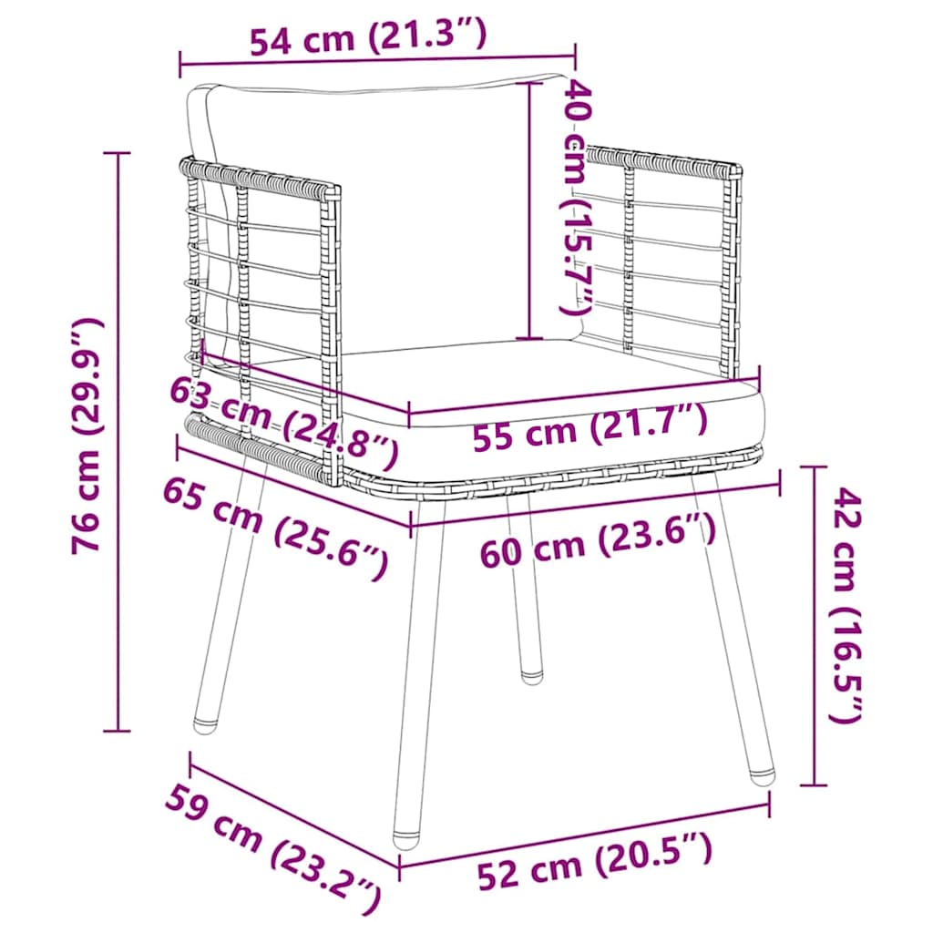 Gartenstühle 2 Stk. mit Kissen Schwarz Poly Rattan
