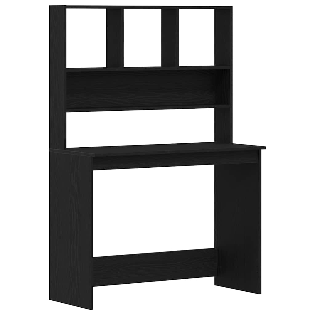 Bureau avec étagères aspect chêne noir 102x45x148 cm