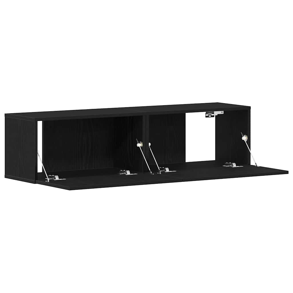 Meuble TV aspect chêne noir 120x30x30,5 cm matériau à base de bois