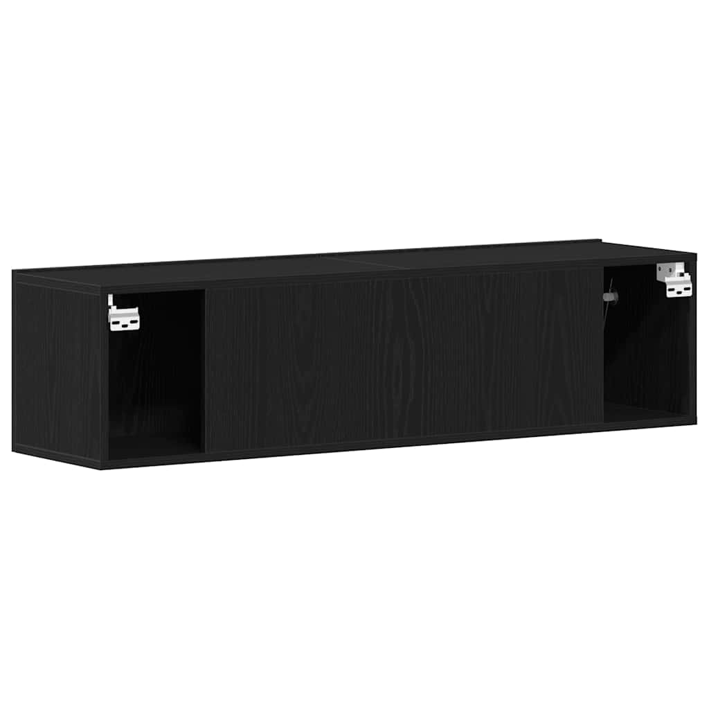 Meuble TV aspect chêne noir 120x30x30,5 cm matériau à base de bois