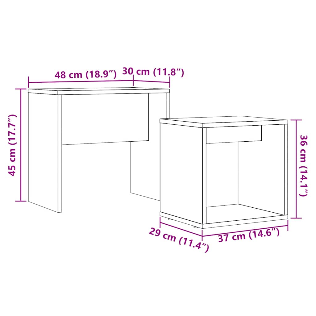 Couchtische 2 Stk. Schwarz Eichen-Optik Holzwerkstoff