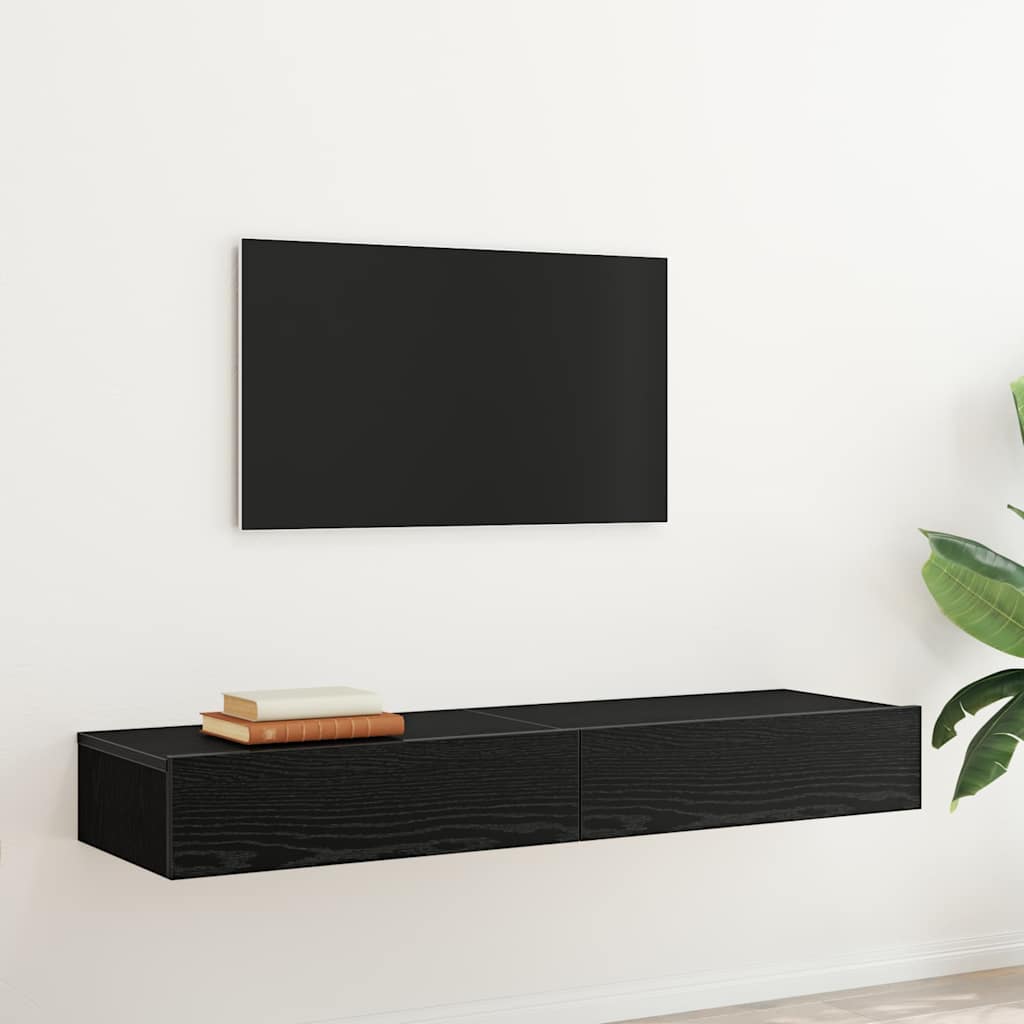 TV-Schränke mit LED-Leuchten 2 Stk. Schwarze Eiche 60x35x15,5 cm