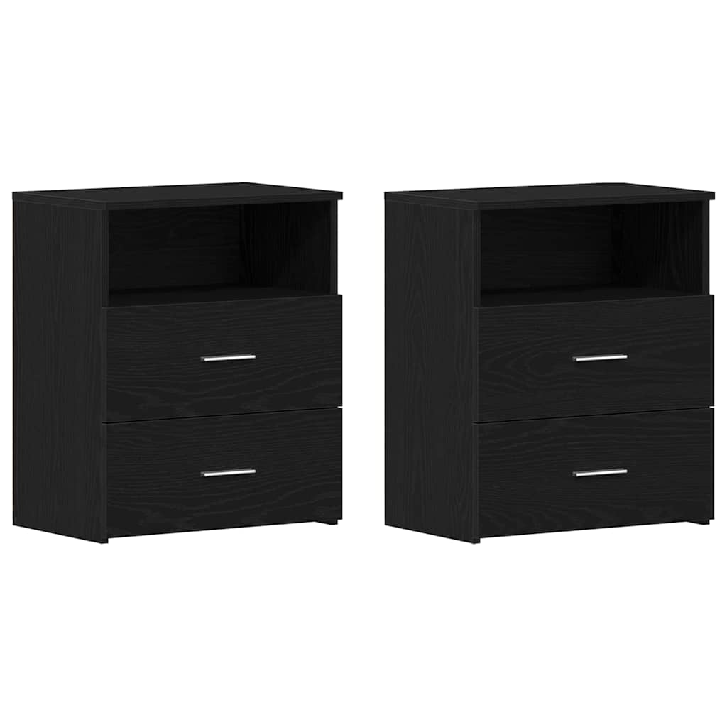 Nachttisch 2 Stk. Schwarz Eichen-Optik 50 x 32 x 60 cm