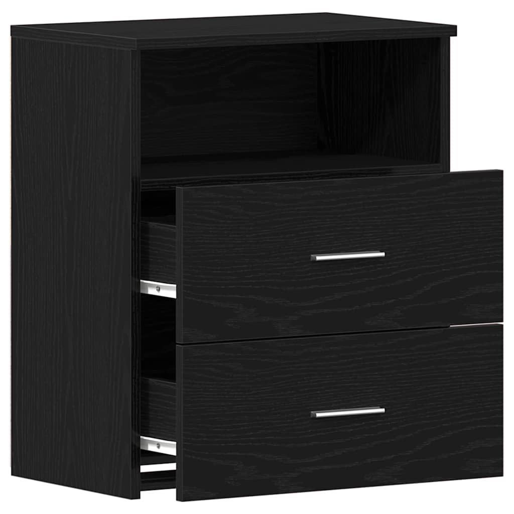 Nachttisch 2 Stk. Schwarz Eichen-Optik 50 x 32 x 60 cm