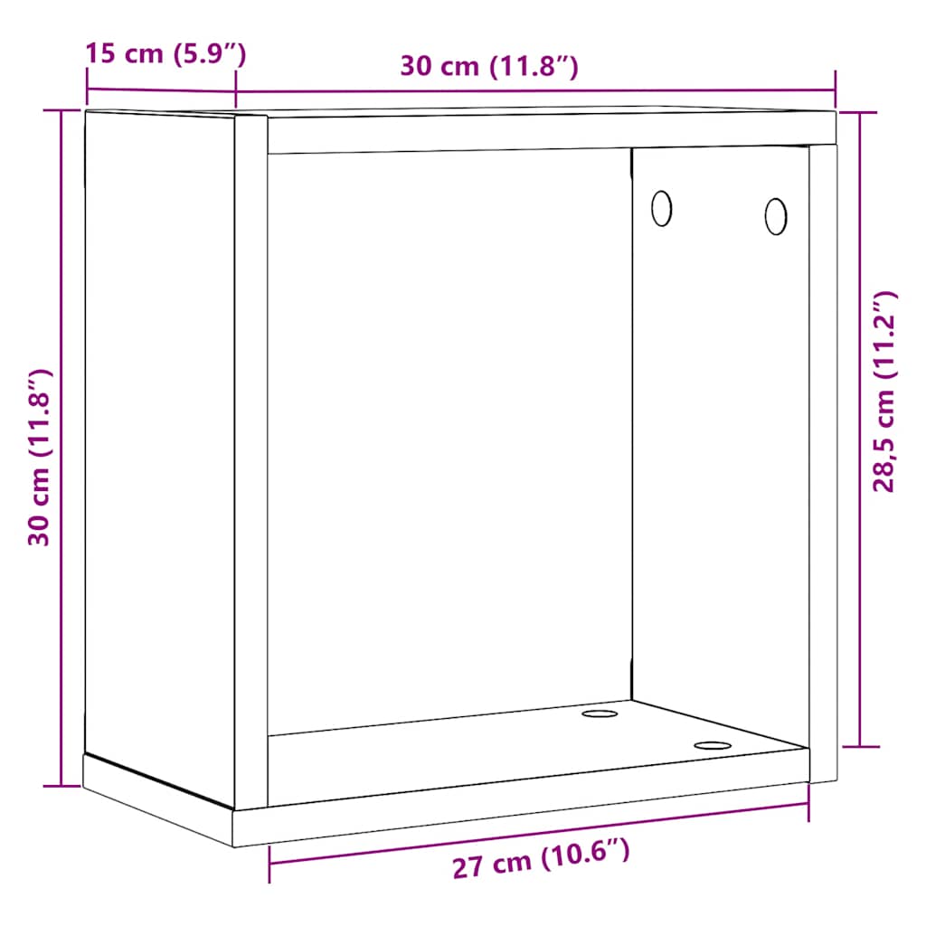 Würfel-Wandregale 4 Stk. Schwarz Eichen-Optik 30x15x30 cm