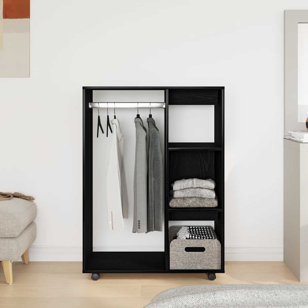 Kleiderschrank Schwarz Eichen-Optik 80x40x110 cm Holzwerkstoff