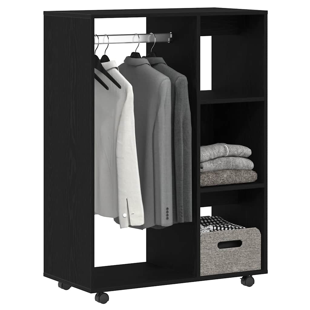 Kleiderschrank Schwarz Eichen-Optik 80x40x110 cm Holzwerkstoff