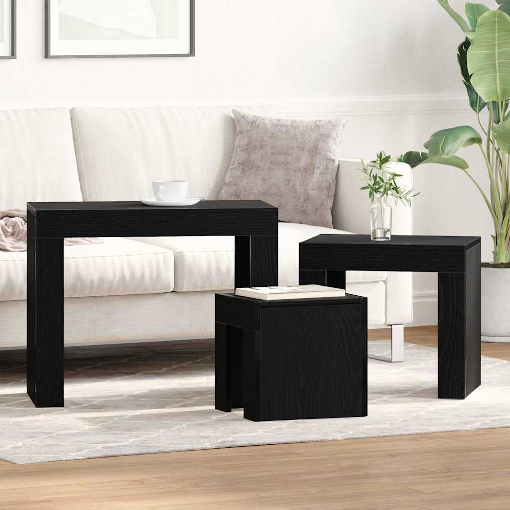Satztische 3 stk. Schwarz Eichen-Optik 61 x 30 x 50 cm