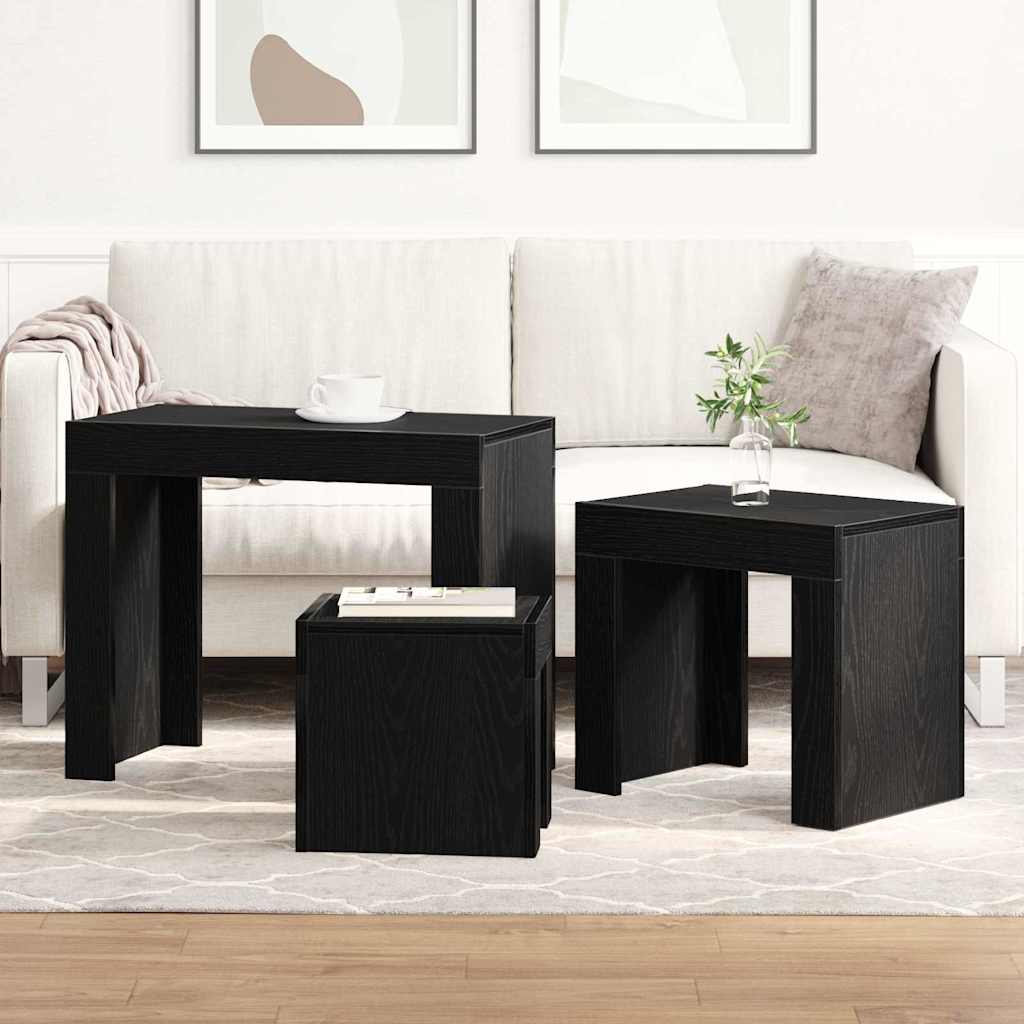 Satztische 3 stk. Schwarz Eichen-Optik 61 x 30 x 50 cm
