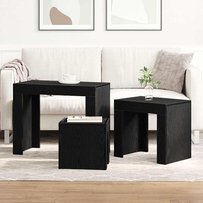 Satztische 3 stk. Schwarz Eichen-Optik 61 x 30 x 50 cm