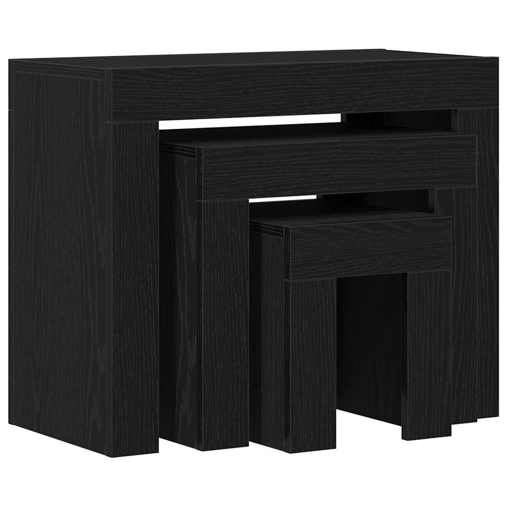 Satztische 3 stk. Schwarz Eichen-Optik 61 x 30 x 50 cm