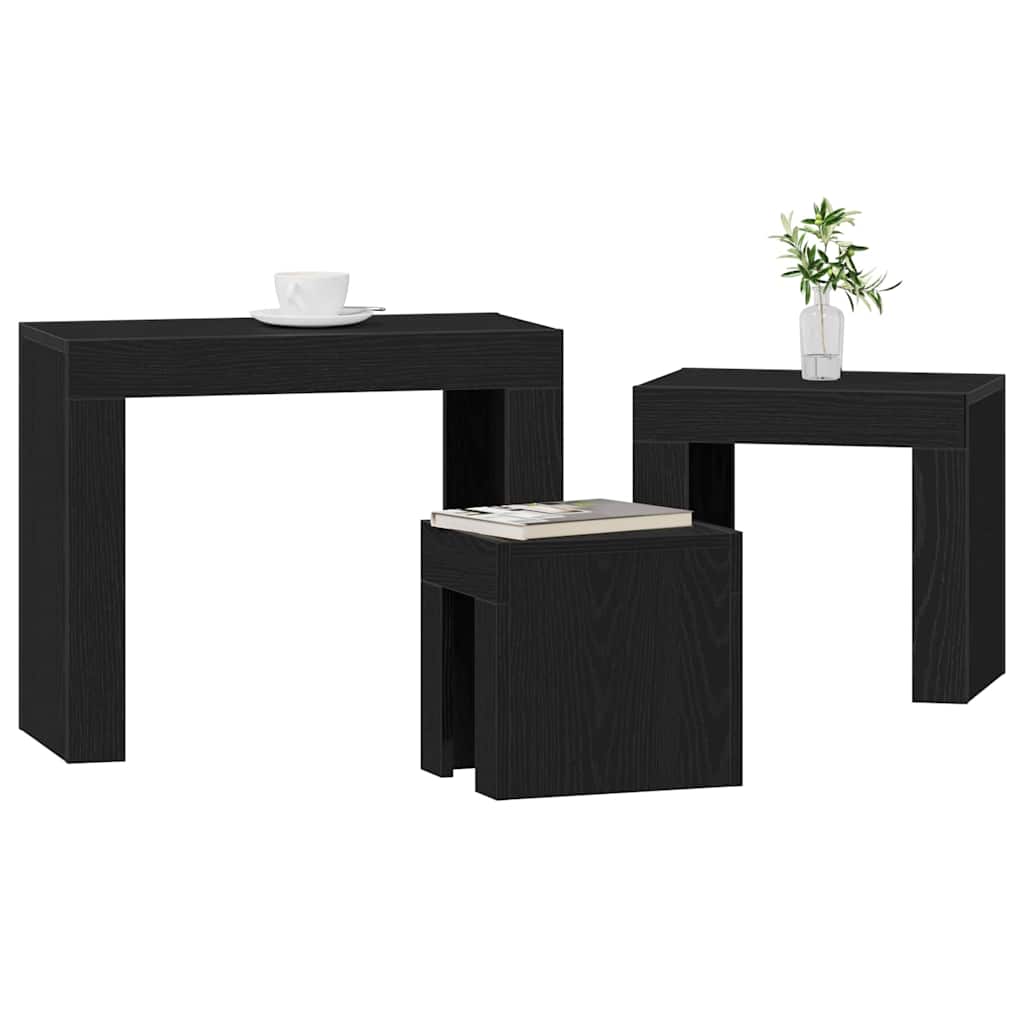 Satztische 3 stk. Schwarz Eichen-Optik 61 x 30 x 50 cm