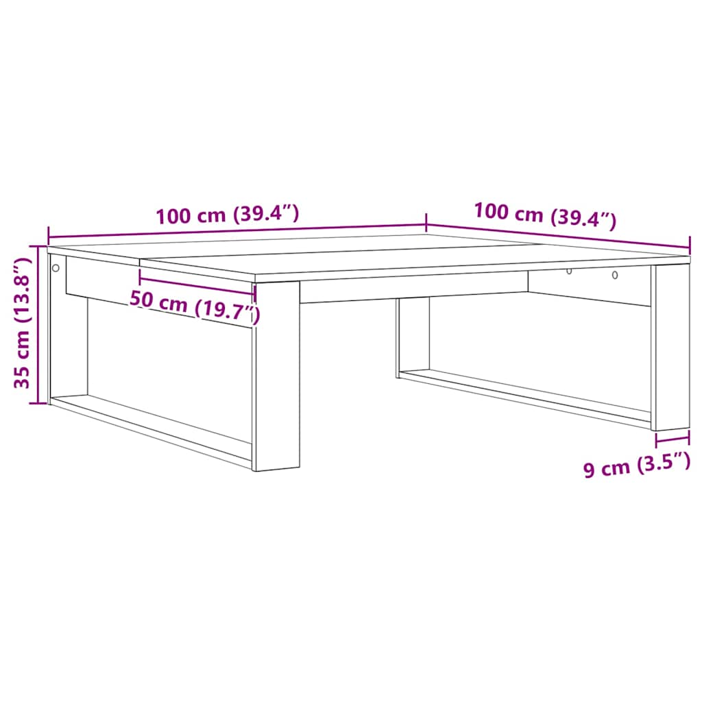 Couchtisch Schwarz Eichen-Optik 100 x 100 x 35 cm Holzwerkstoff