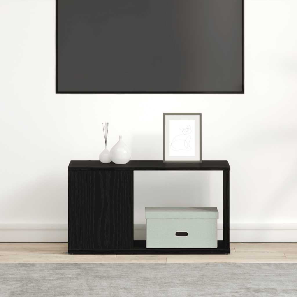 Meuble TV aspect chêne noir 60x24x32 cm matériau à base de bois