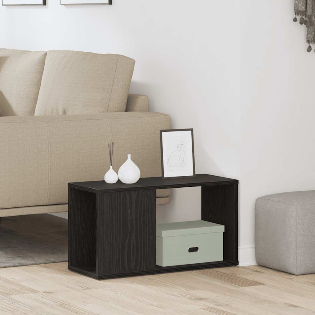 Meuble TV aspect chêne noir 60x24x32 cm matériau à base de bois