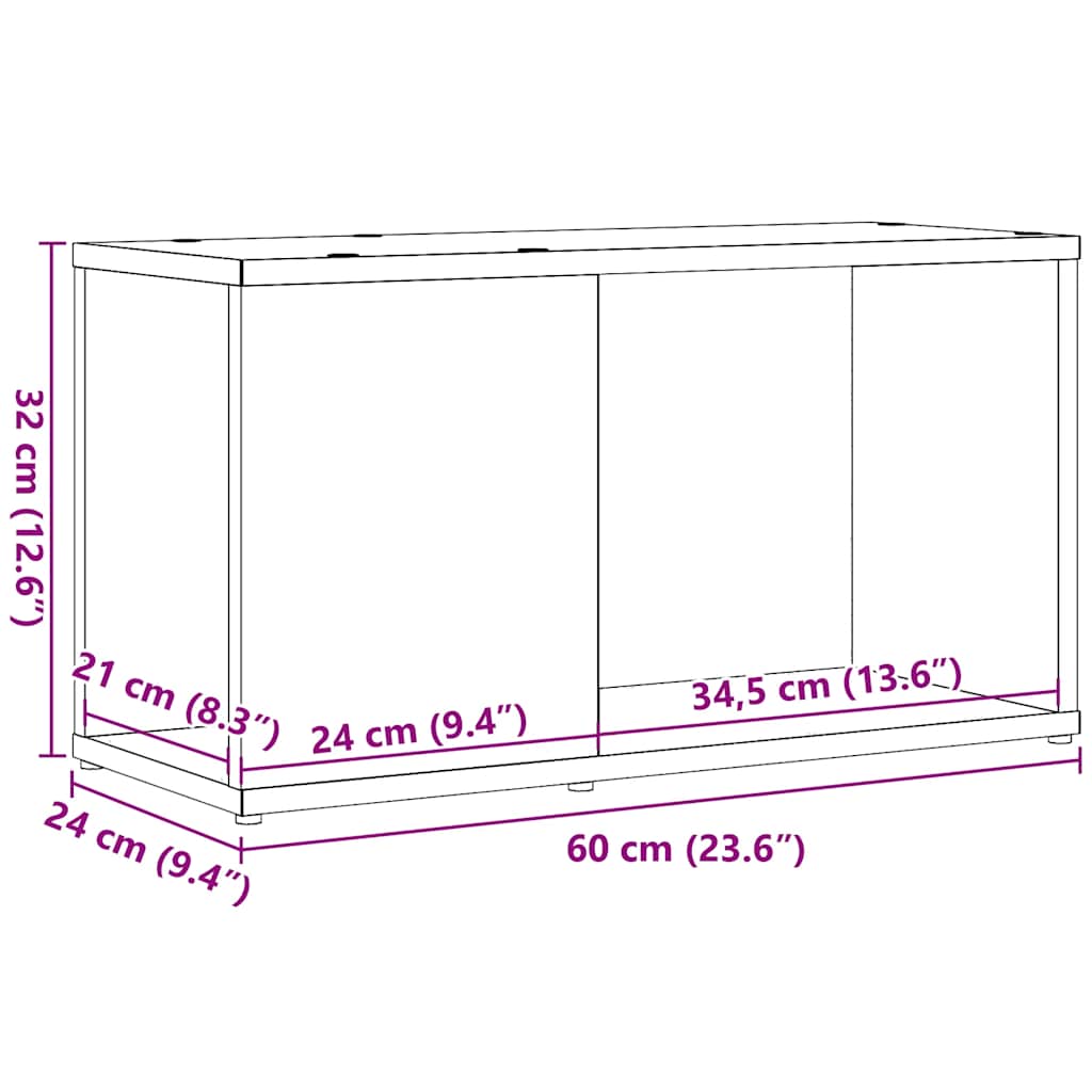 Meuble TV aspect chêne noir 60x24x32 cm matériau à base de bois