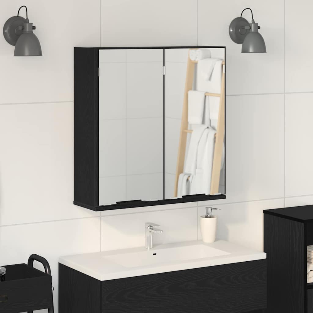 Spiegelschrank Schwarz Eichen-Optik 64 x 20 x 67 cm