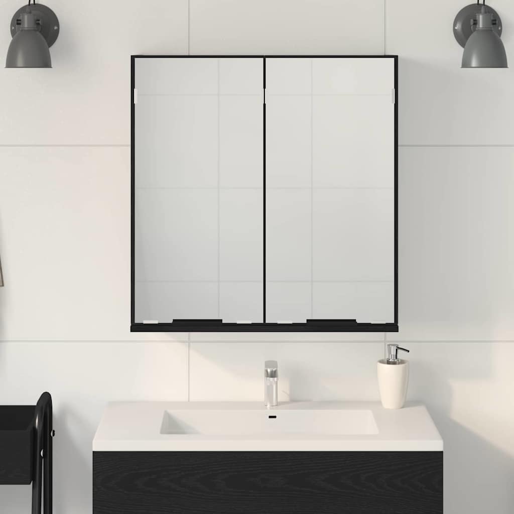 Spiegelschrank Schwarz Eichen-Optik 64 x 20 x 67 cm