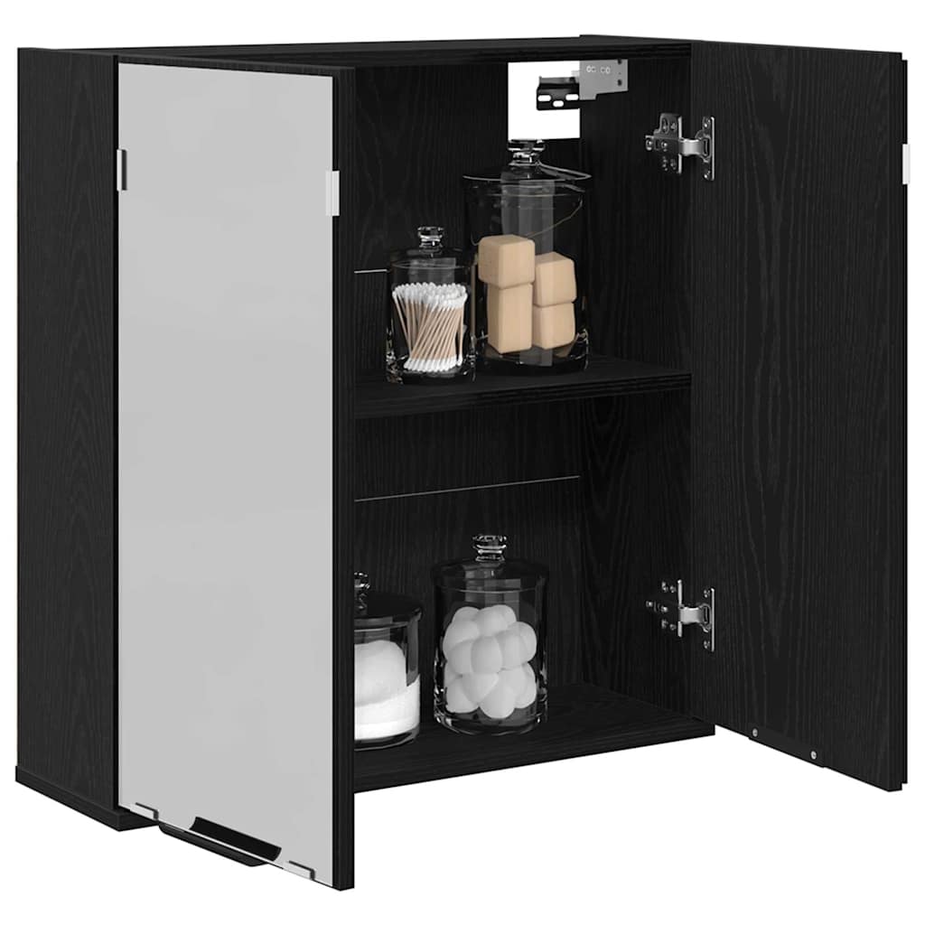 Spiegelschrank Schwarz Eichen-Optik 64 x 20 x 67 cm