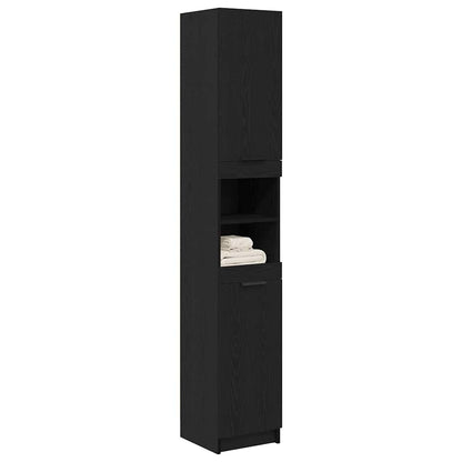 Badezimmerschrank Schwarz Eichen-Optik 32 x 34 x 188,5 cm