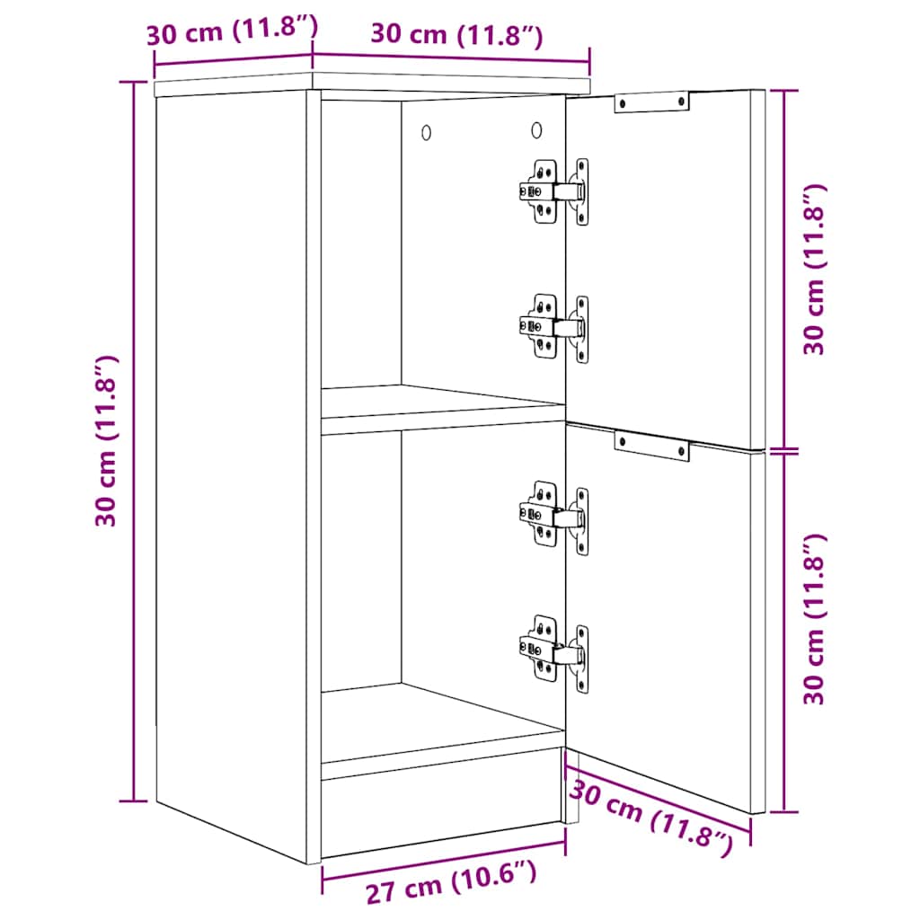 Sideboard Schwarz Eichen-Optik 30 x 30 x 70 cm Holzwerkstoff