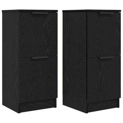 Sideboard 2 stk. Schwarz Eichen-Optik 30 x 30 x 70 cm