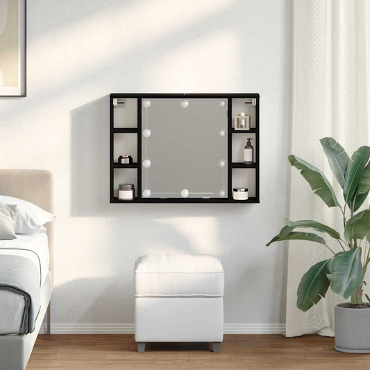 Spiegelschrank mit Regal Schwarz Eichen-Optik 76 x 15 x 55 cm