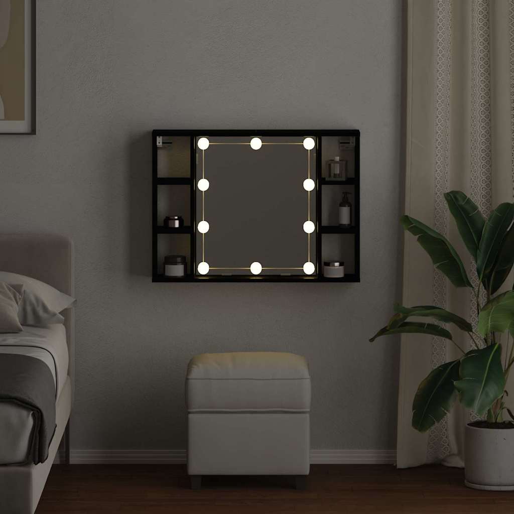 Spiegelschrank mit Regal Schwarz Eichen-Optik 76 x 15 x 55 cm