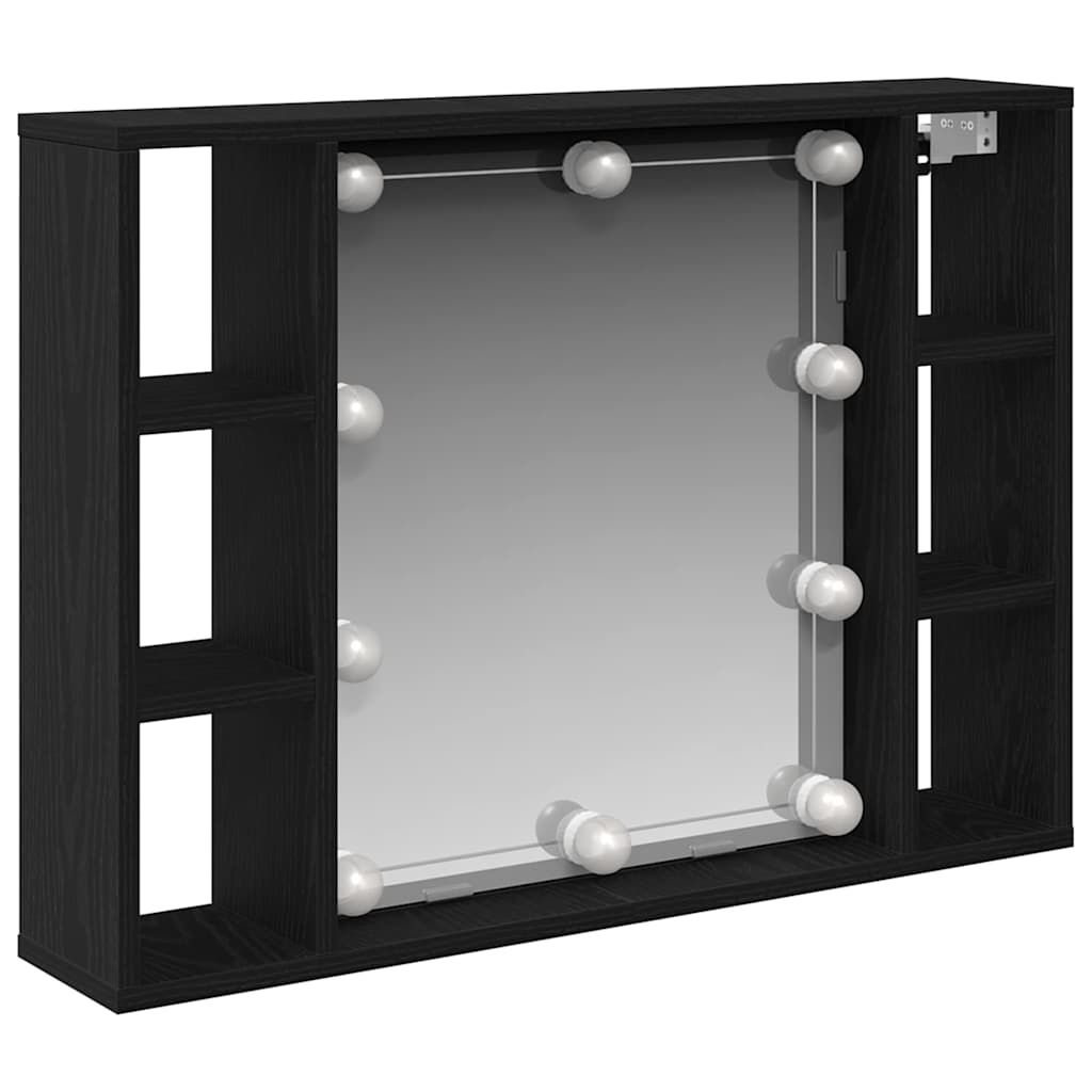 Spiegelschrank mit Regal Schwarz Eichen-Optik 76 x 15 x 55 cm