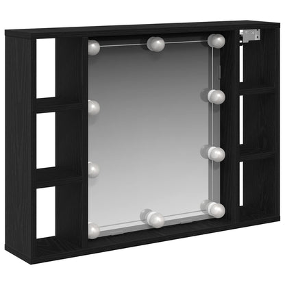 Spiegelschrank mit Regal Schwarz Eichen-Optik 76 x 15 x 55 cm