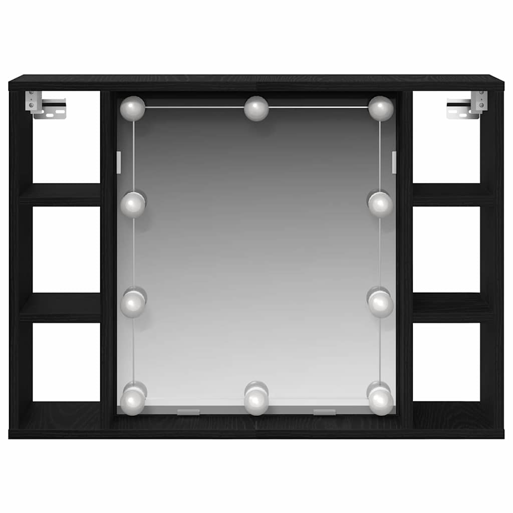 Spiegelschrank mit Regal Schwarz Eichen-Optik 76 x 15 x 55 cm