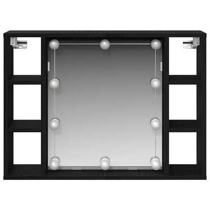 Spiegelschrank mit Regal Schwarz Eichen-Optik 76 x 15 x 55 cm