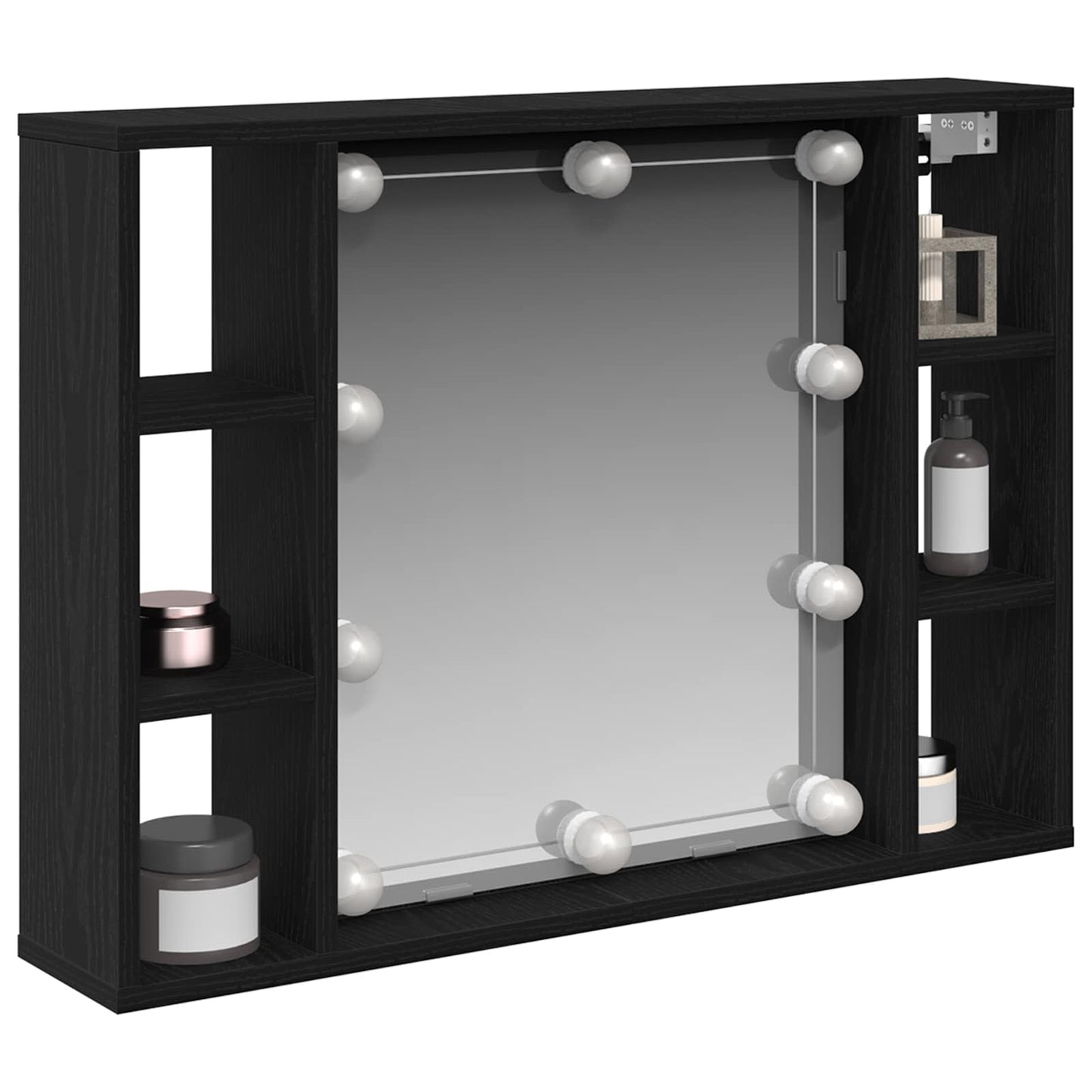Spiegelschrank mit Regal Schwarz Eichen-Optik 76 x 15 x 55 cm