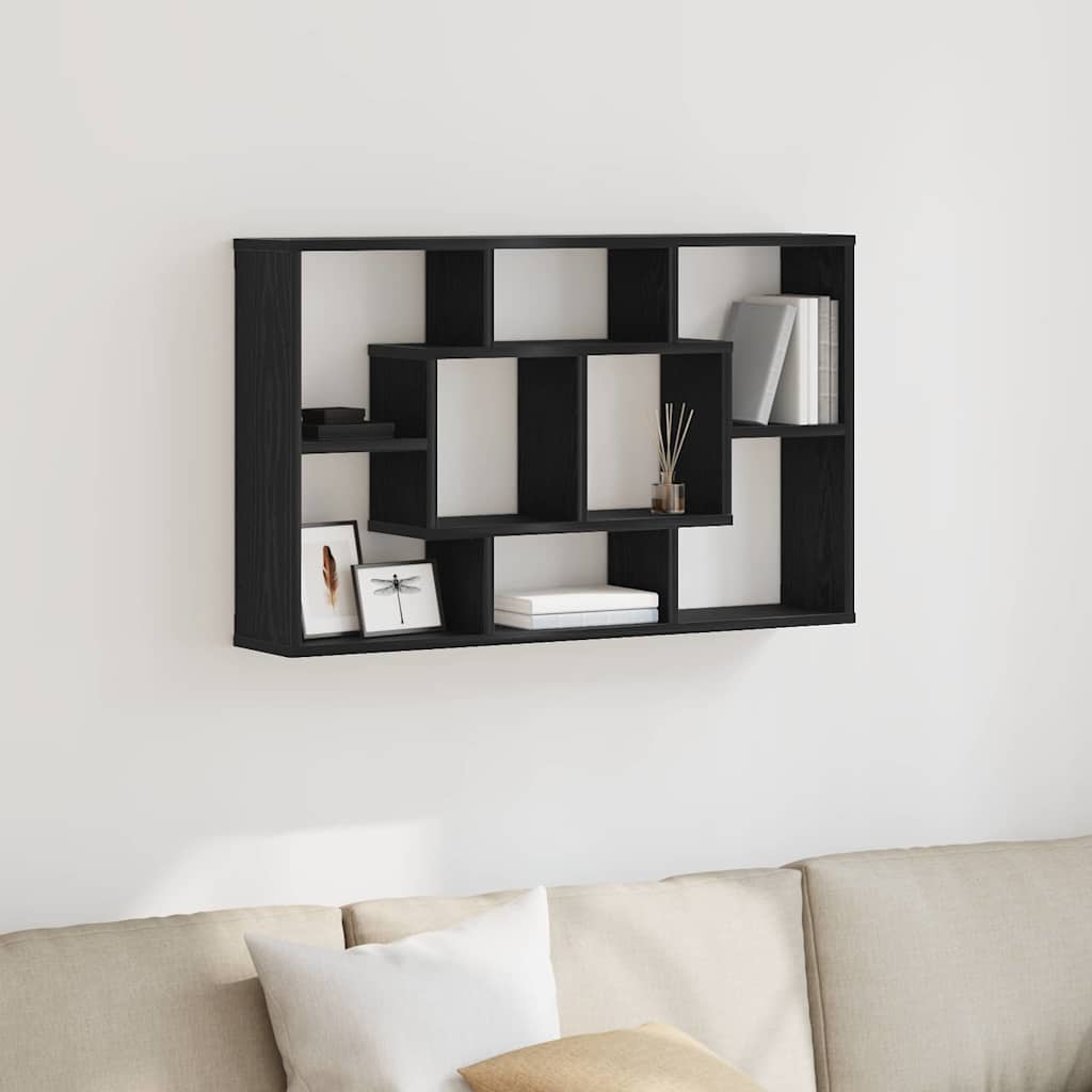 Wandregal Schwarz Eichen-Optik 85 x 16 x 52,5 cm Holzwerkstoff