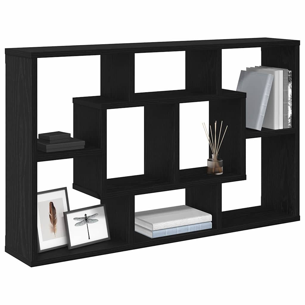 Wandregal Schwarz Eichen-Optik 85 x 16 x 52,5 cm Holzwerkstoff