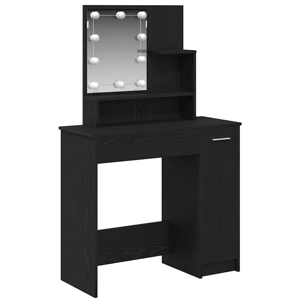 Schminktisch mit Regal Schwarz Eichen-Optik 86.5 x 35 x 136 cm