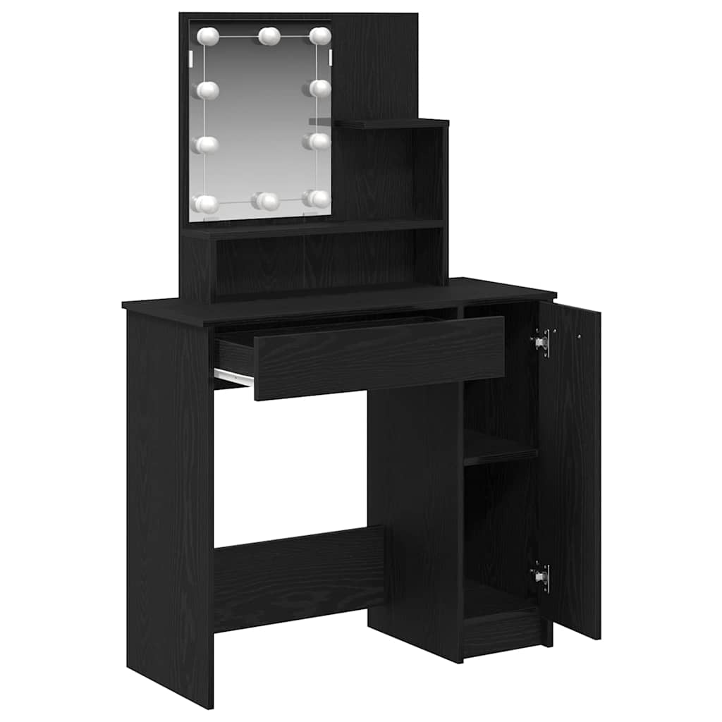 Schminktisch mit Regal Schwarz Eichen-Optik 86.5 x 35 x 136 cm