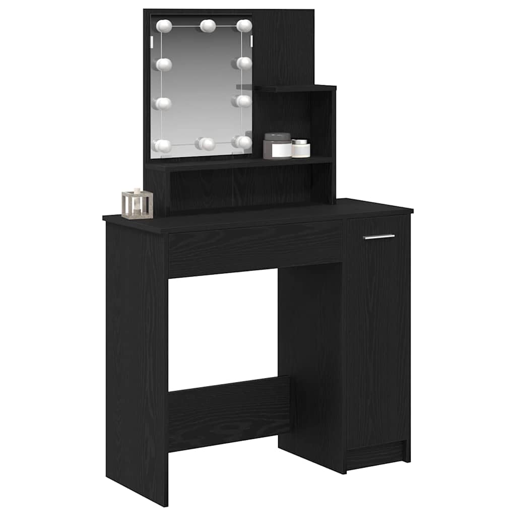 Schminktisch mit Regal Schwarz Eichen-Optik 86.5 x 35 x 136 cm