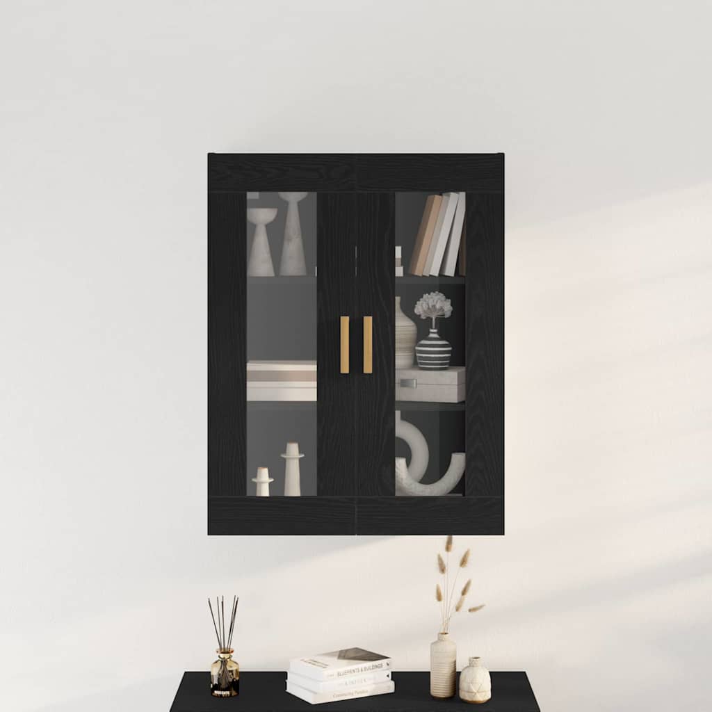 Wandschrank Schwarz Eichen-Optik 69,5 x 34 x 90 cm