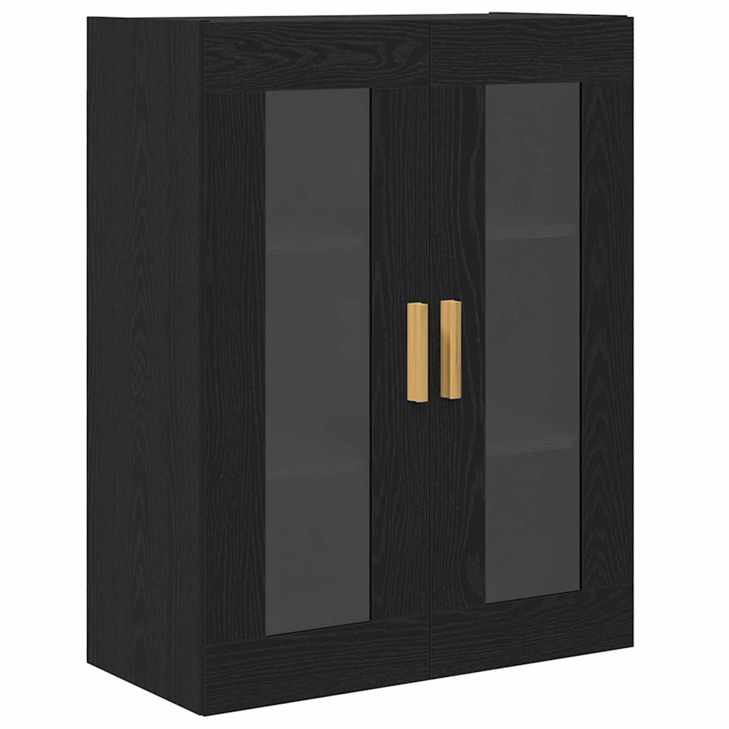 Wandschrank Schwarz Eichen-Optik 69,5 x 34 x 90 cm