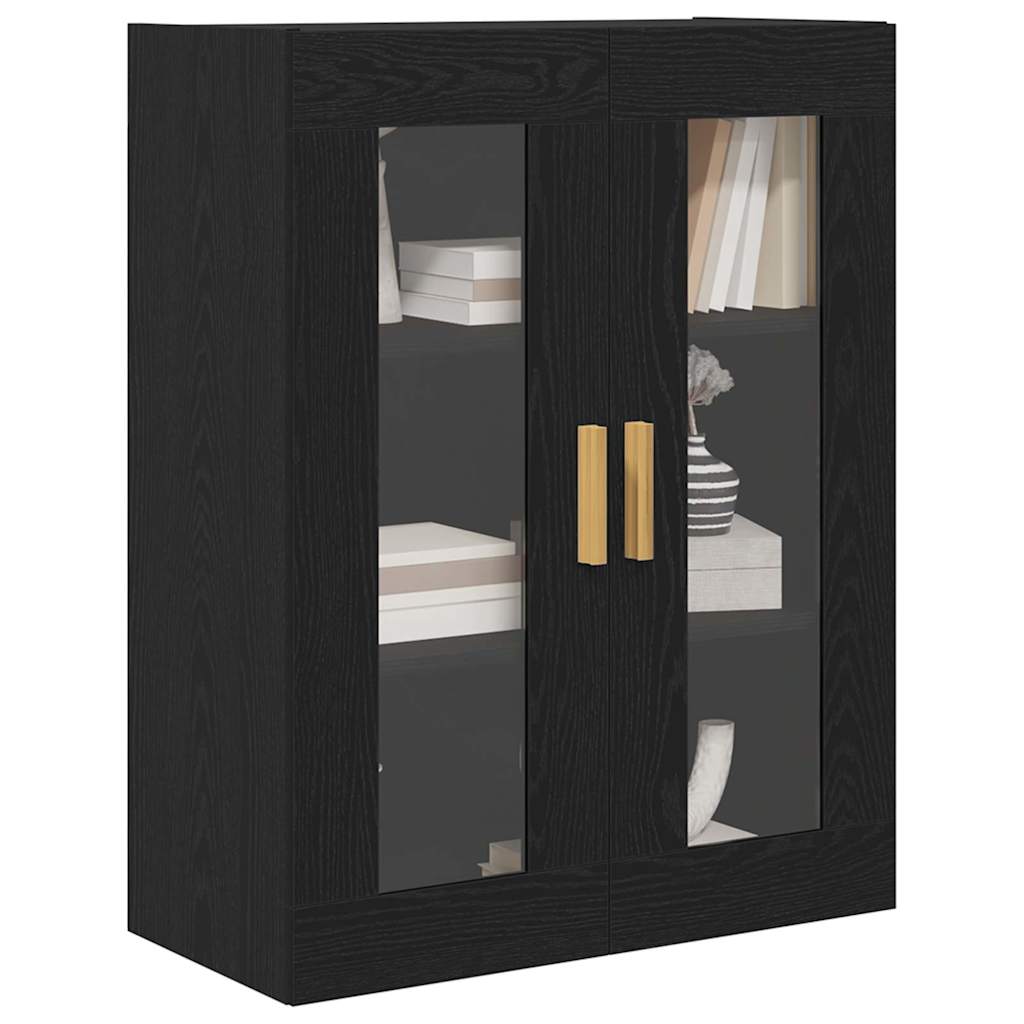 Wandschrank Schwarz Eichen-Optik 69,5 x 34 x 90 cm