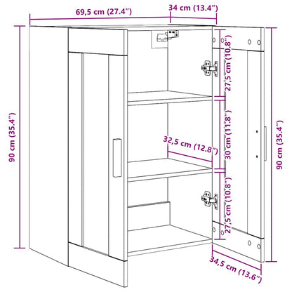 Wandschrank Schwarz Eichen-Optik 69,5 x 34 x 90 cm