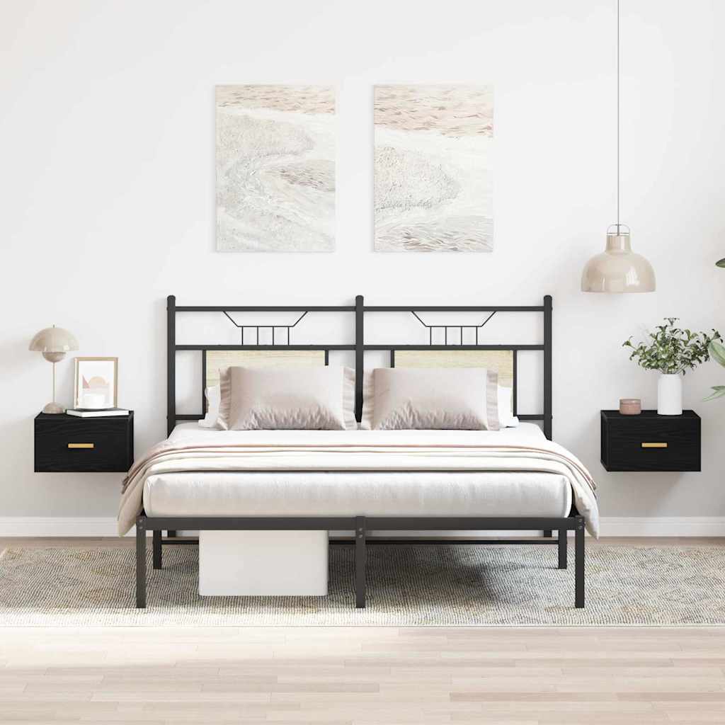 Wandmontierter Nachtschrank 2 pcs Schwarz Eichen-Optik